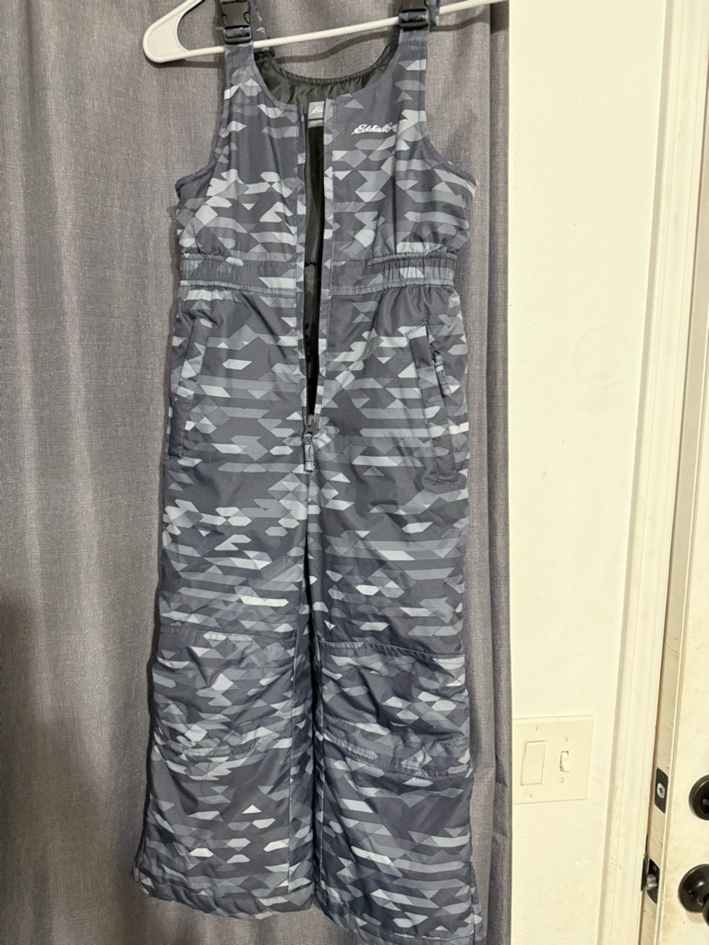 Eddie Bauer Gray Geometric Kids Snow Overalls